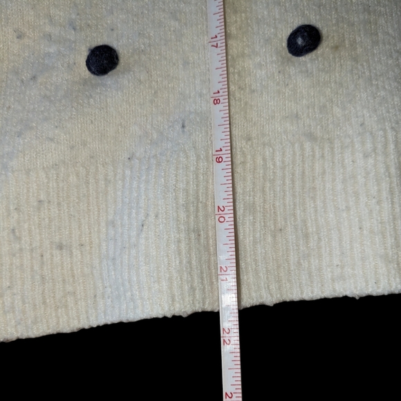 Madewell Wool Blend Pullover Sweater, Size Med, Cream Navy w/ Polka Dot Pom Poms - Picture 7 of 7
